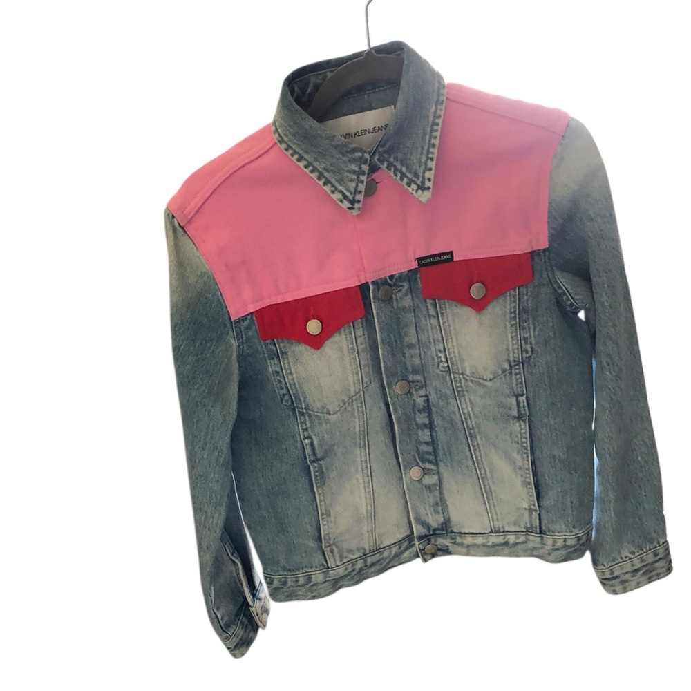 Women’s size small Calvin Klein | Pink and Red Denim Jacket